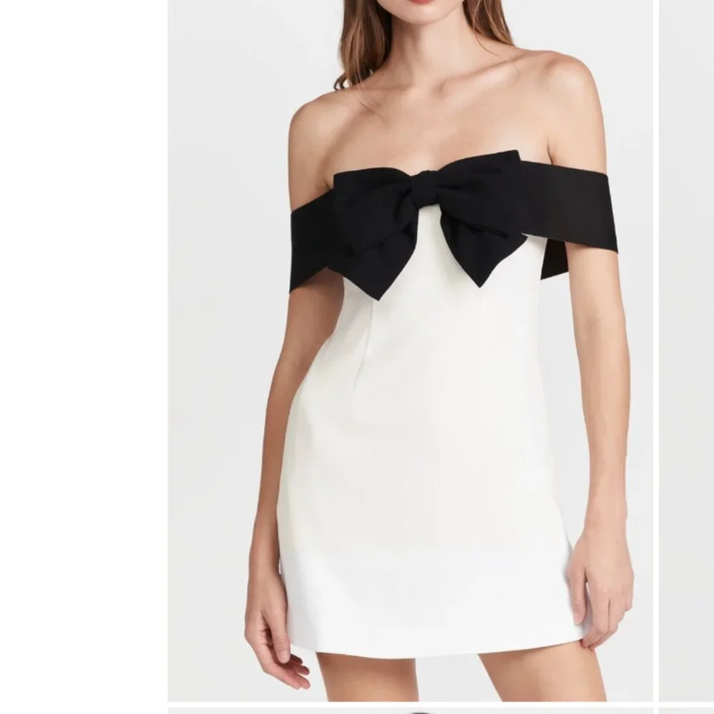 Self-Portrait Off Shoulder Bow Dress Mini - Picture 1 of 2